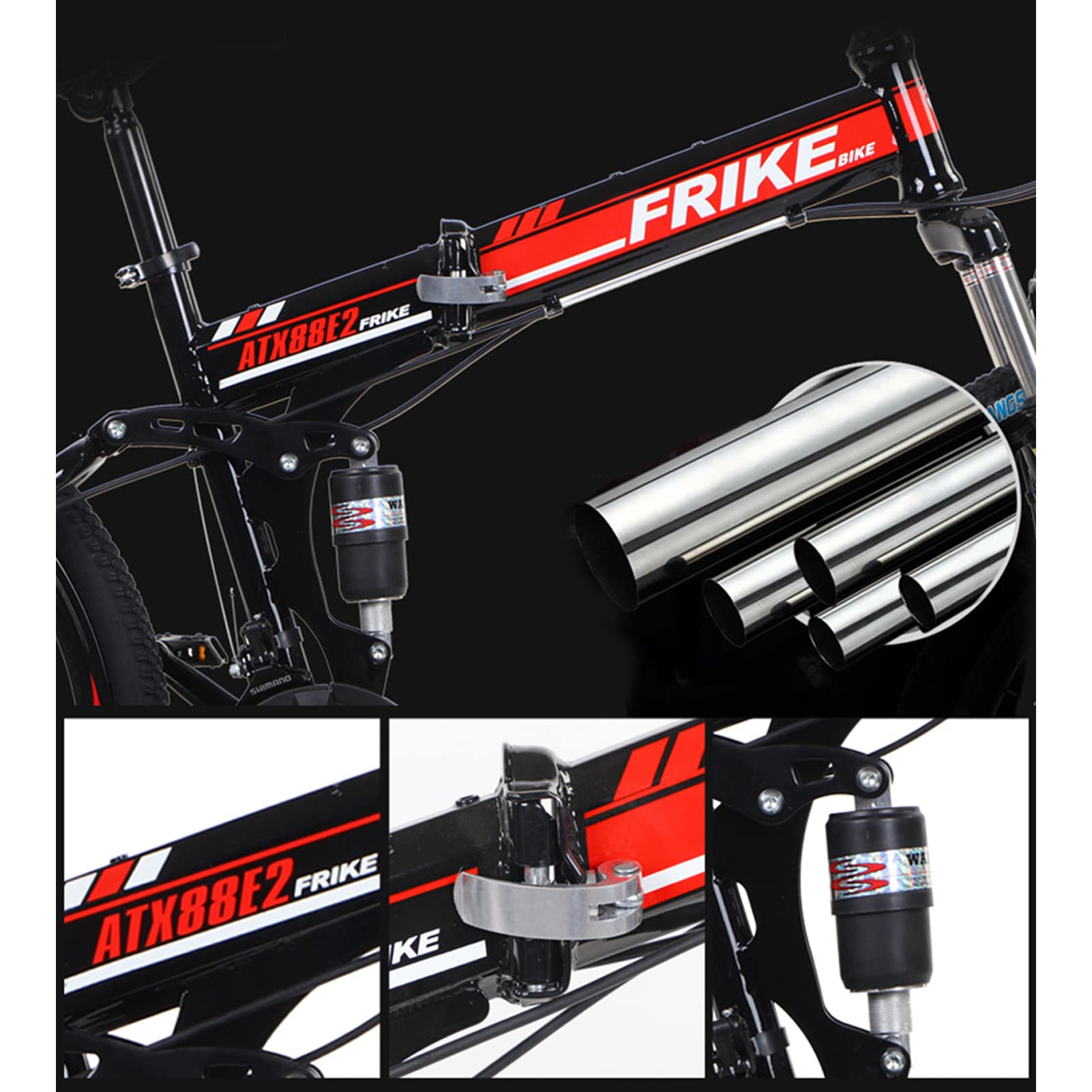 Amazon | 折りたたみ式マウンテンバイク、フルサスペンション高炭素鋼